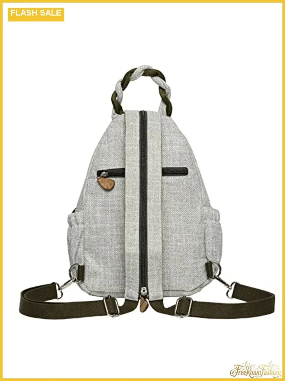 Handwoven Canvas Convertible Backpack Lightweight Ladies Shoulder Chest Bag